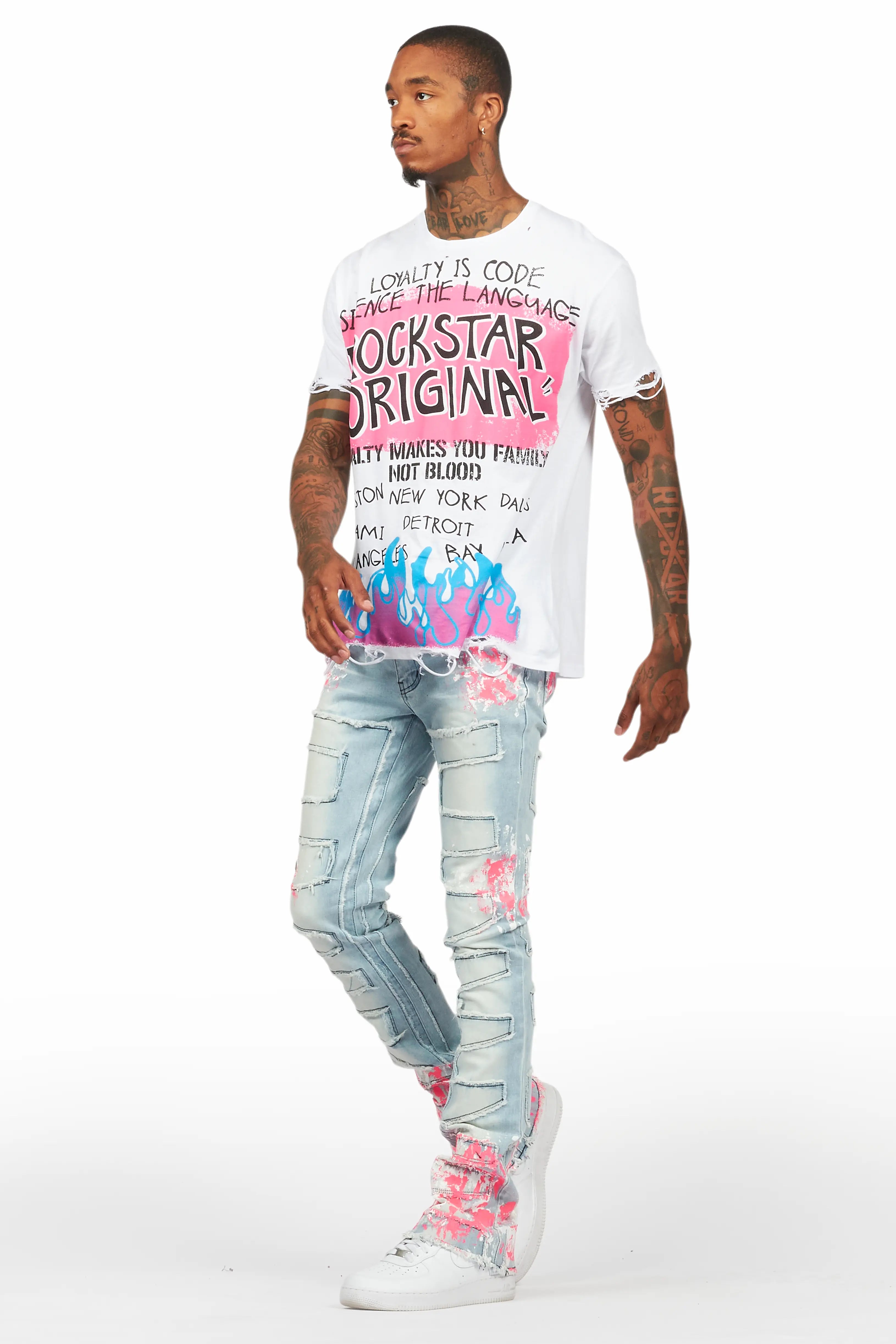 Beno White Oversized Graphic T-Shirt