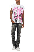 Grill White/Pink Graphic Muscle T-Shirt