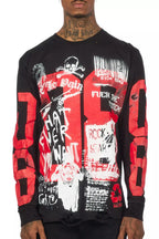 Grill Black/White Long Sleeve Graphic T-Shirt