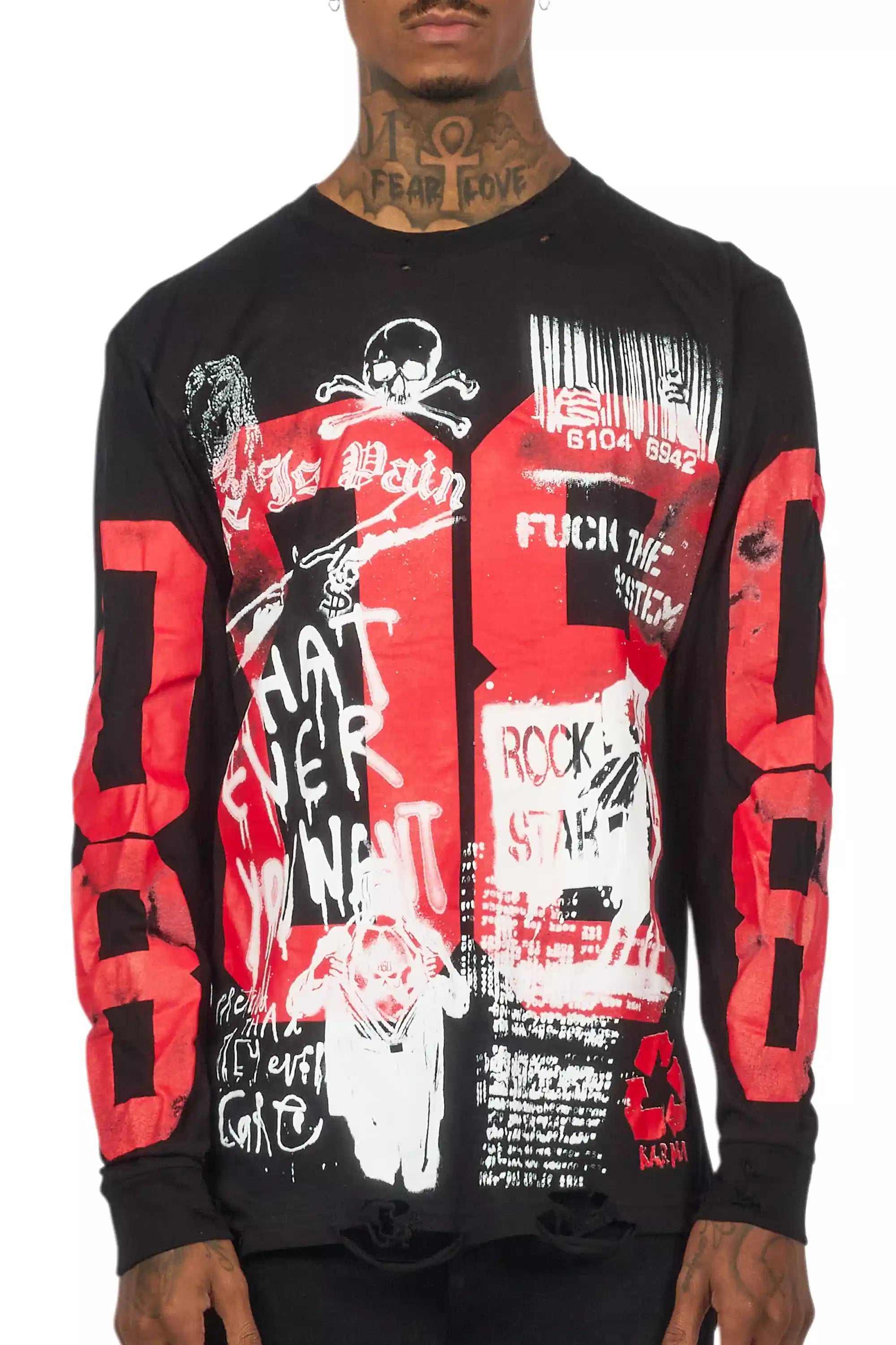 Grill Black/White Long Sleeve Graphic T-Shirt