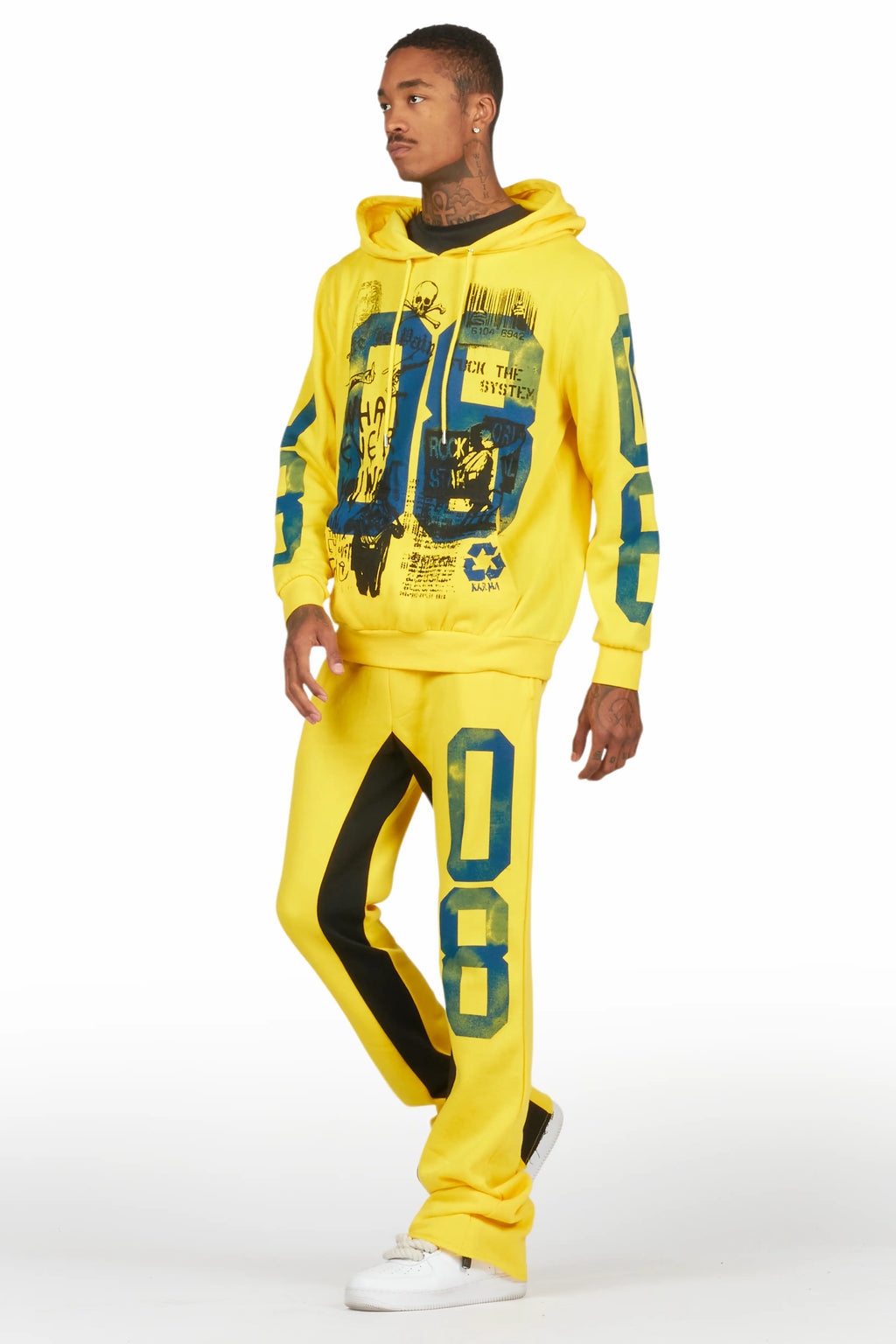 Grill Yellow Hoodie Baggy Track Pant Set