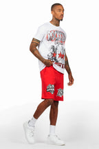 Racing Grung White/Red Graphic T-Shirt Short Set