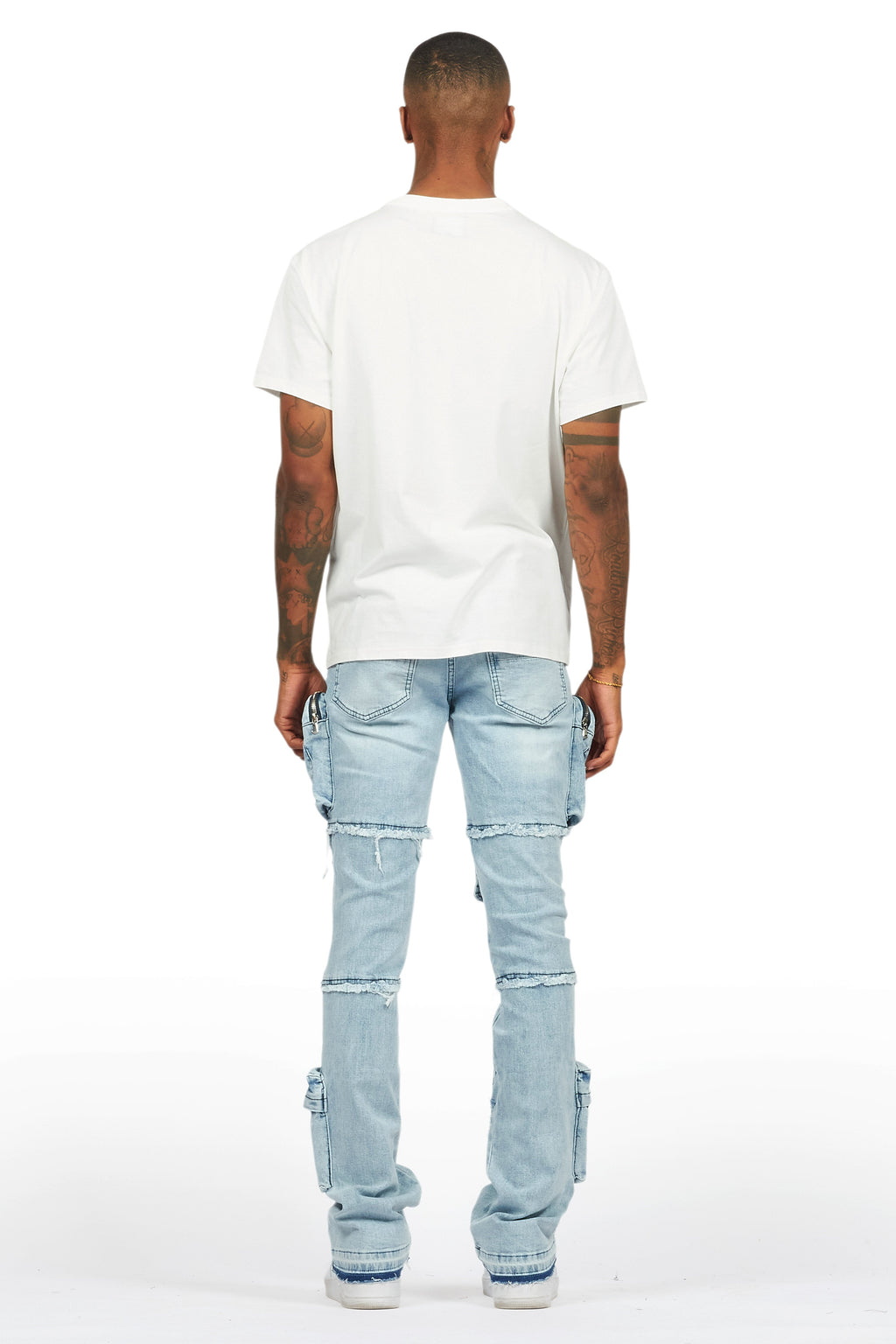Shift Light Blue Stacked Flare Jean