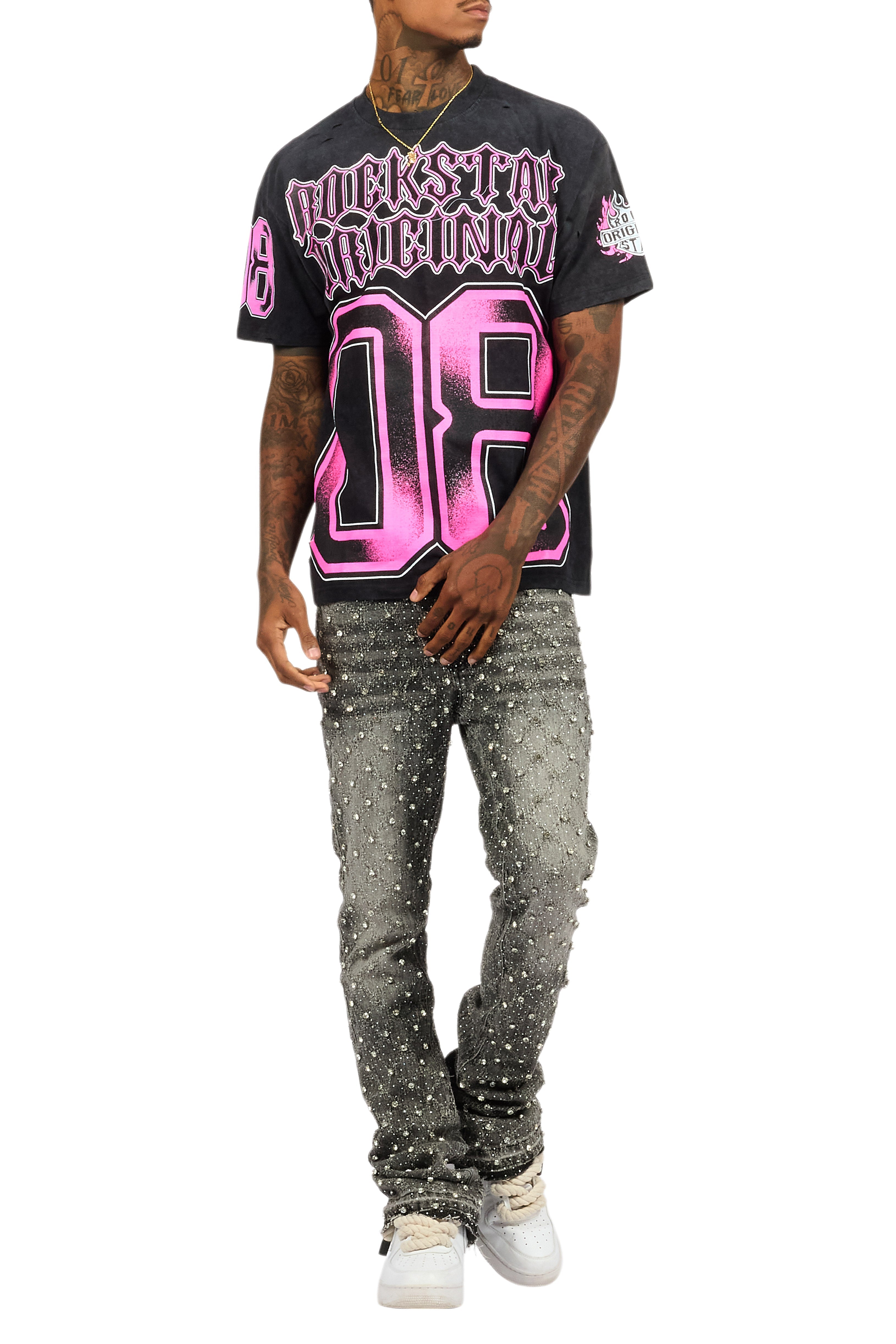 Alim Black Oversized Graphic T-Shirt