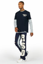 Berne Navy/Grey Double Layer T-Shirt/Baggy Pant Set