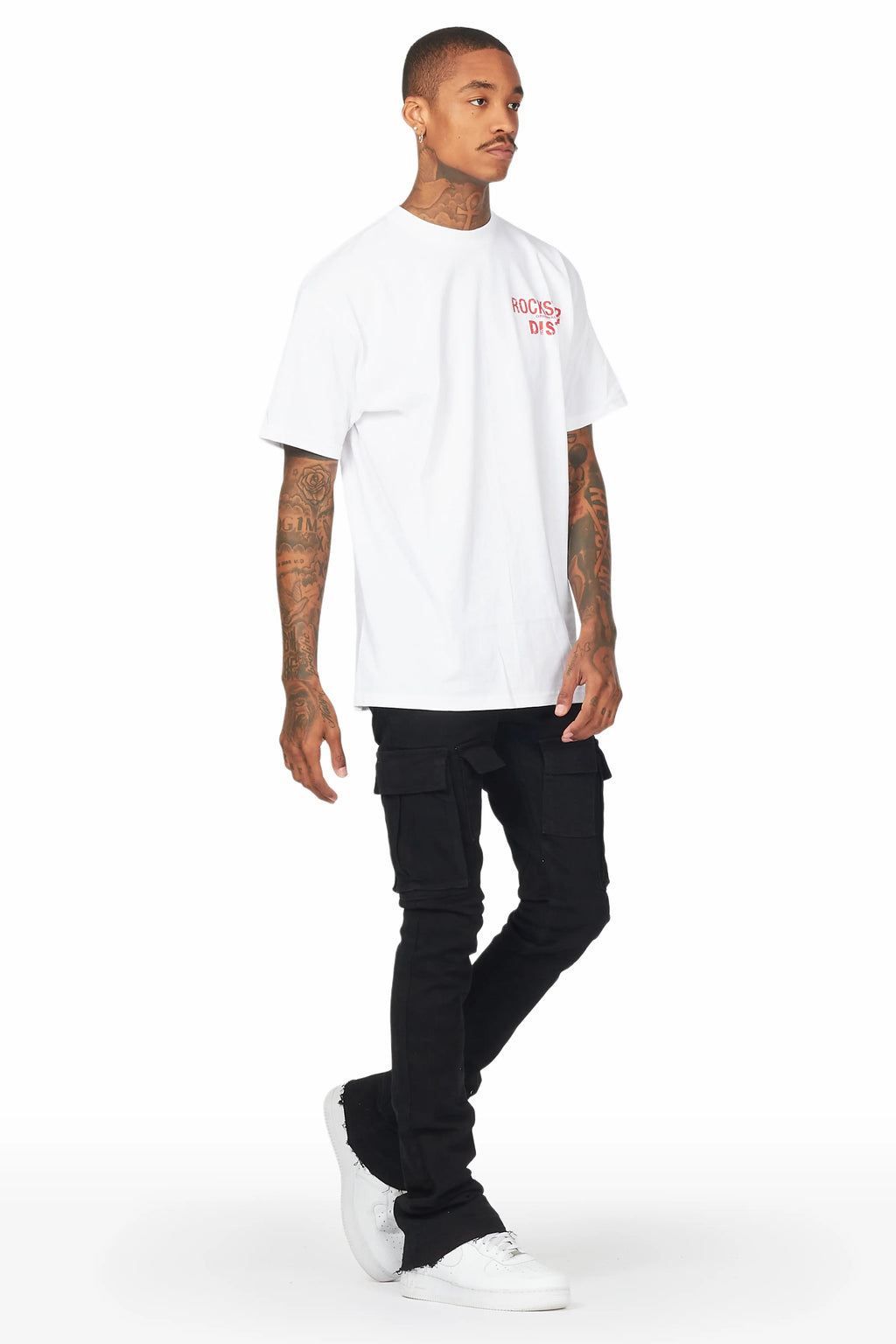 Sarg Black Cargo Stacked Flare Jean