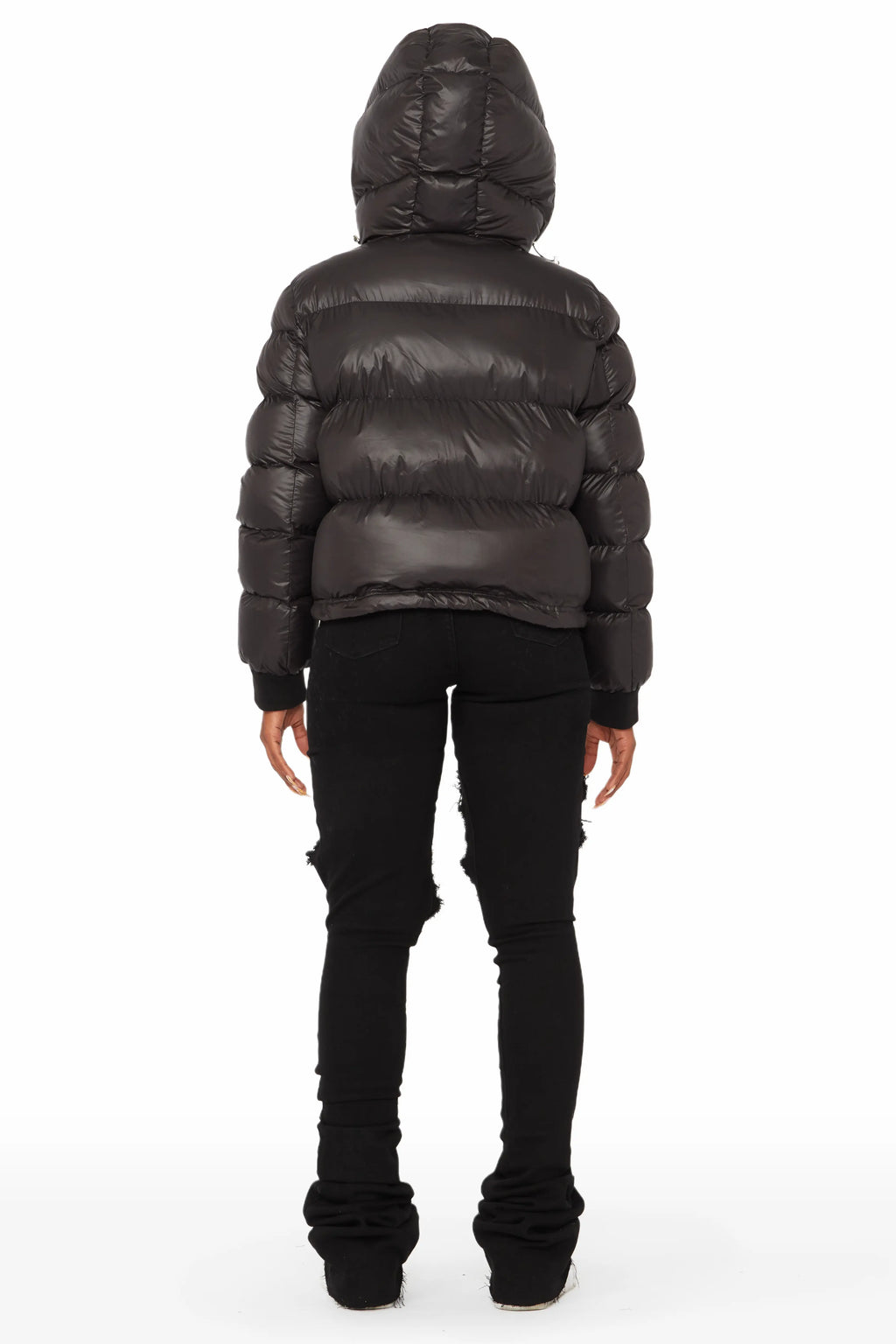 Rose Black Puffer Jacket
