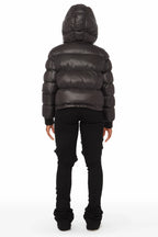 Rose Black Puffer Jacket