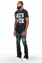 Salako Black Painter Stacked Flare Jean