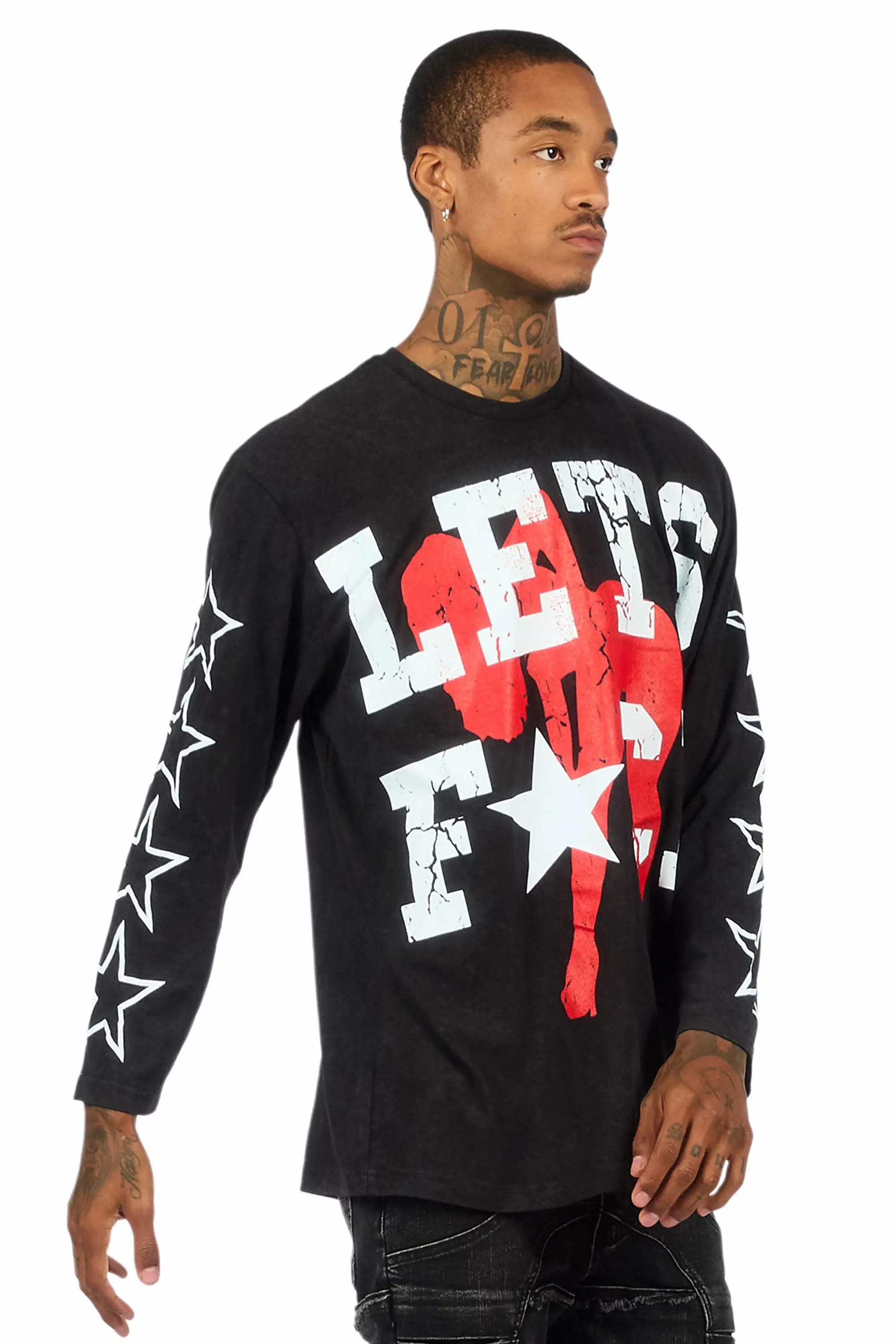 Pacino Vintage Black/Red Long Sleeve Graphic T-Shirt