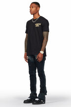 Serrano Black Stacked Flare Jean