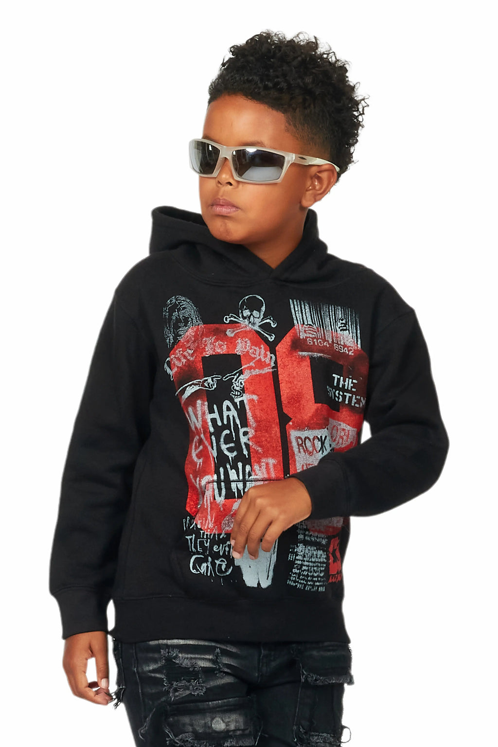 Boys Beau Black Graphic Hoodie