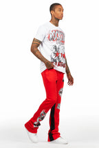 Racing Grung White/Red T-Shirt/Stacked Baggy Track Pant Set