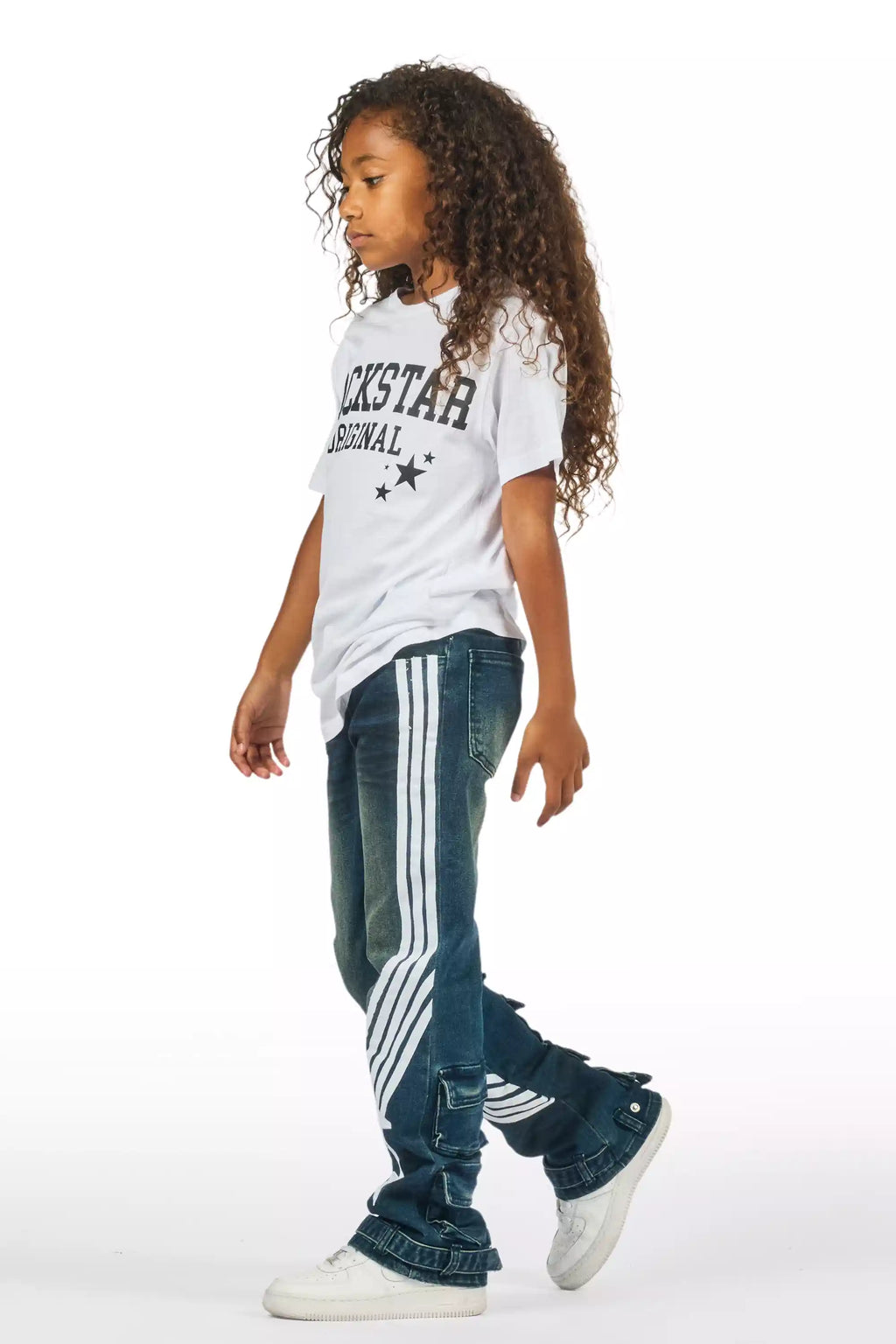 Girls Jaziya Dark Wash Stacked Jean