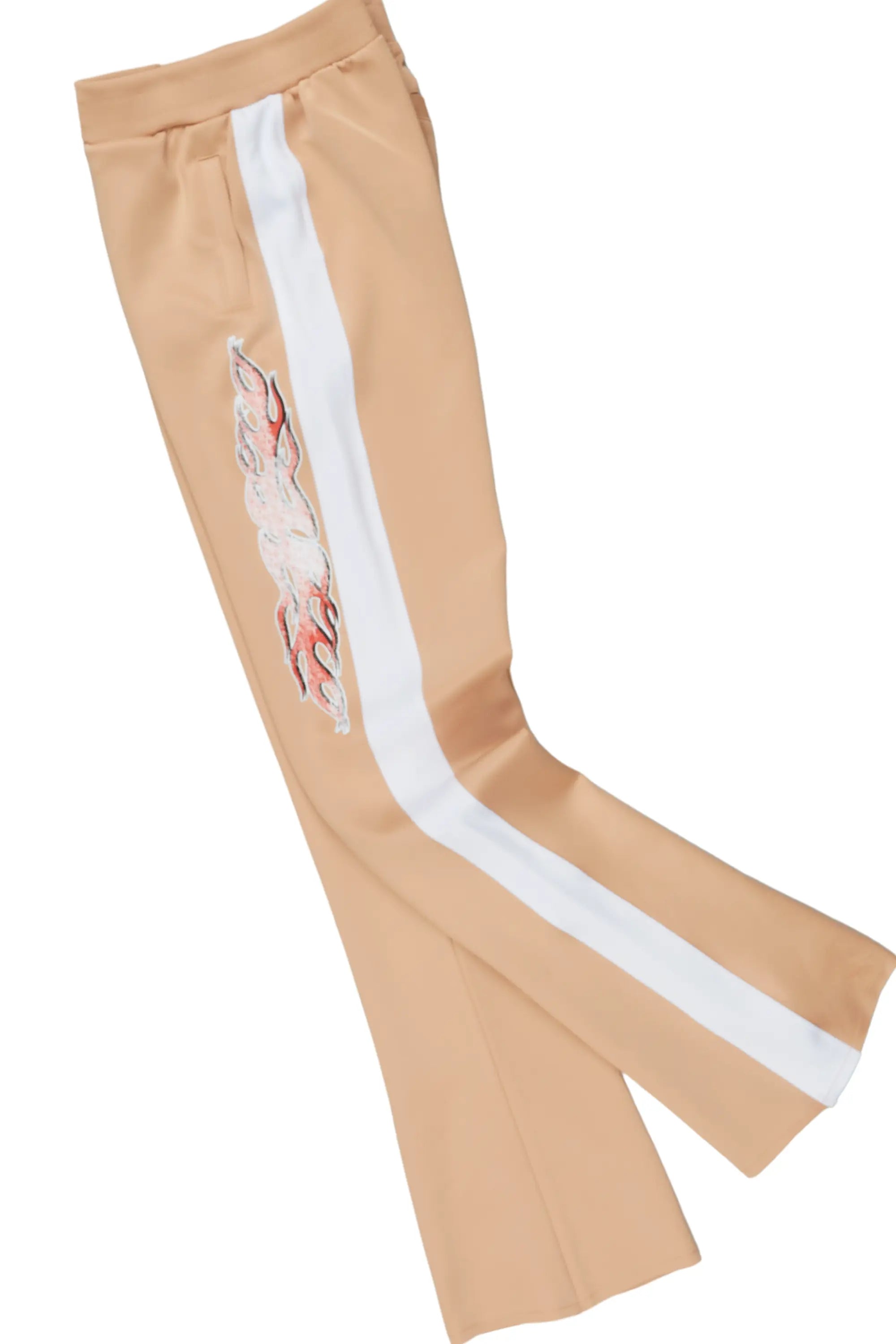 Boys Yash Beige Tricot Stacked Flare Track Set