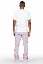 Firoz Heather Grey Graphic Stacked Flare Pant