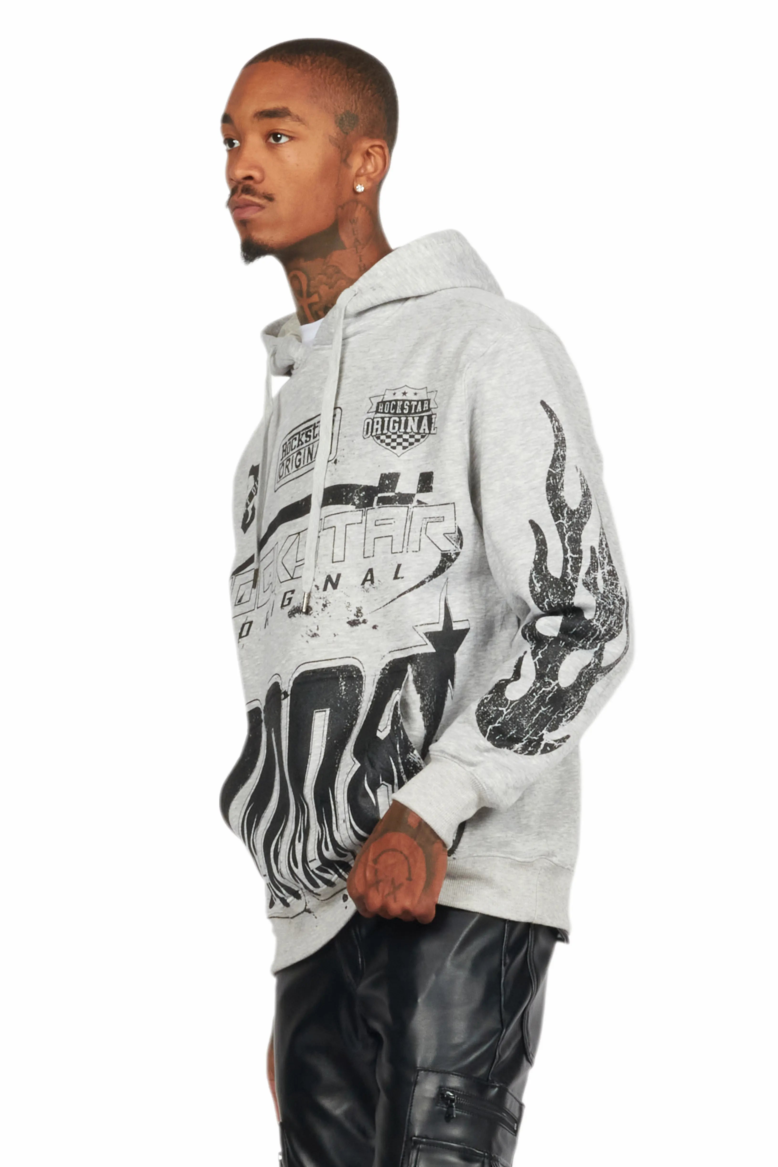 Amos Heather Grey Graphic Hoodie