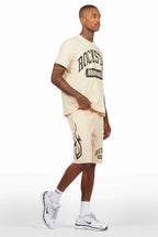 Members Beige T-Shirt/Short Set