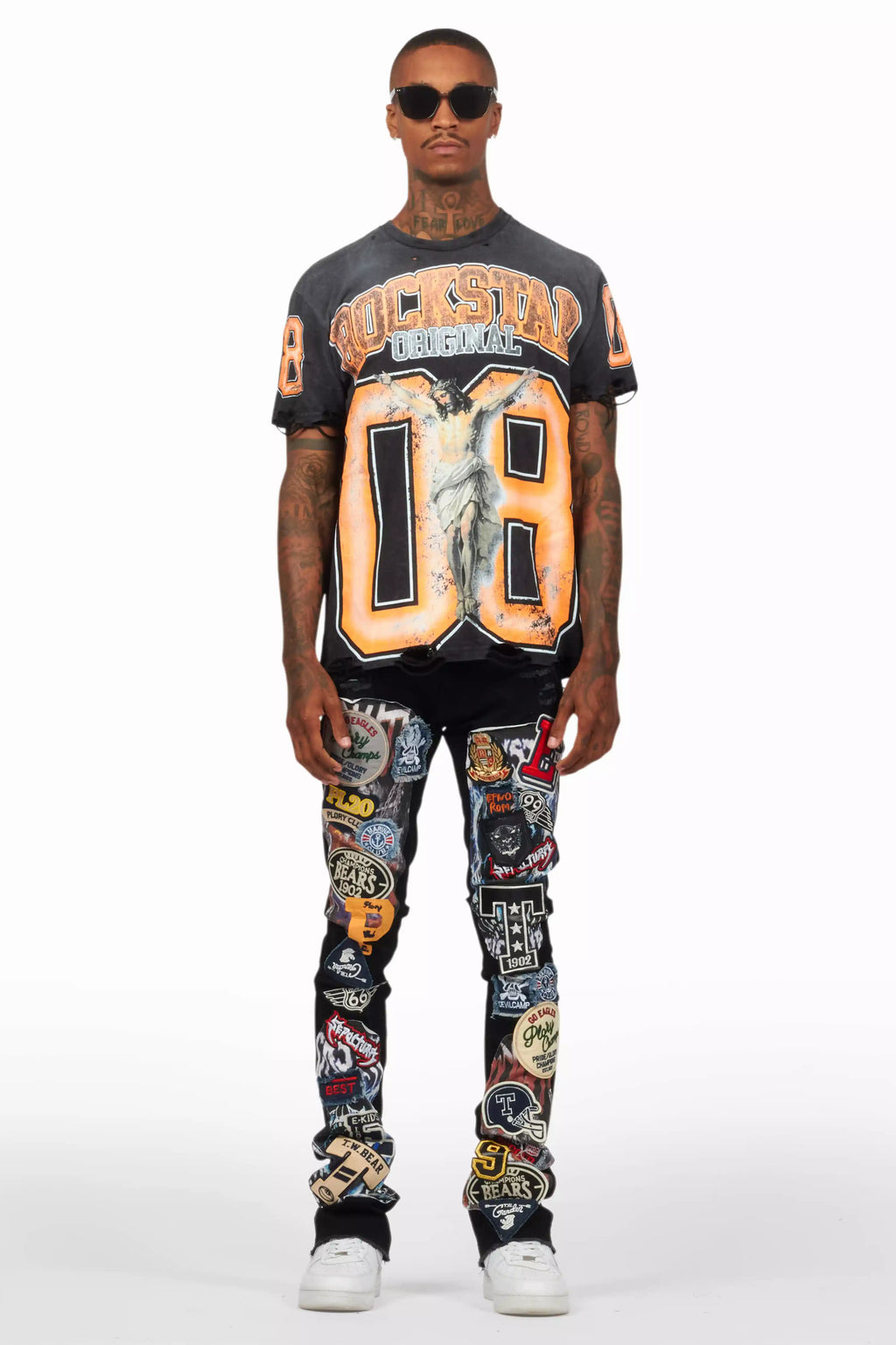 Espen Jet Black Stacked Flare Jean