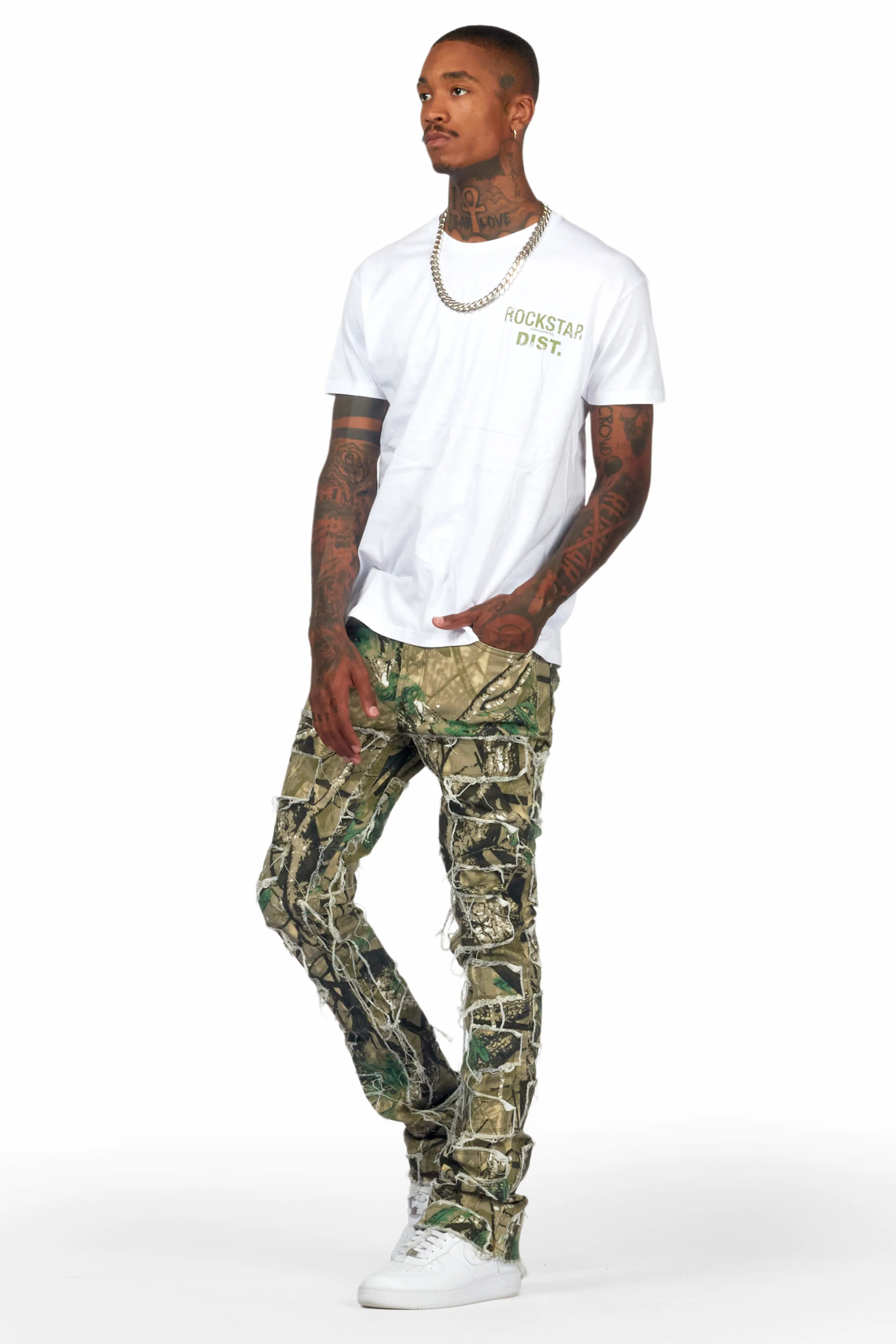 Lake White T-Shirt & Shake Stacked Flare Jean Bundle