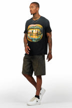 Gonen Black T-Shirt/Denim Short Set