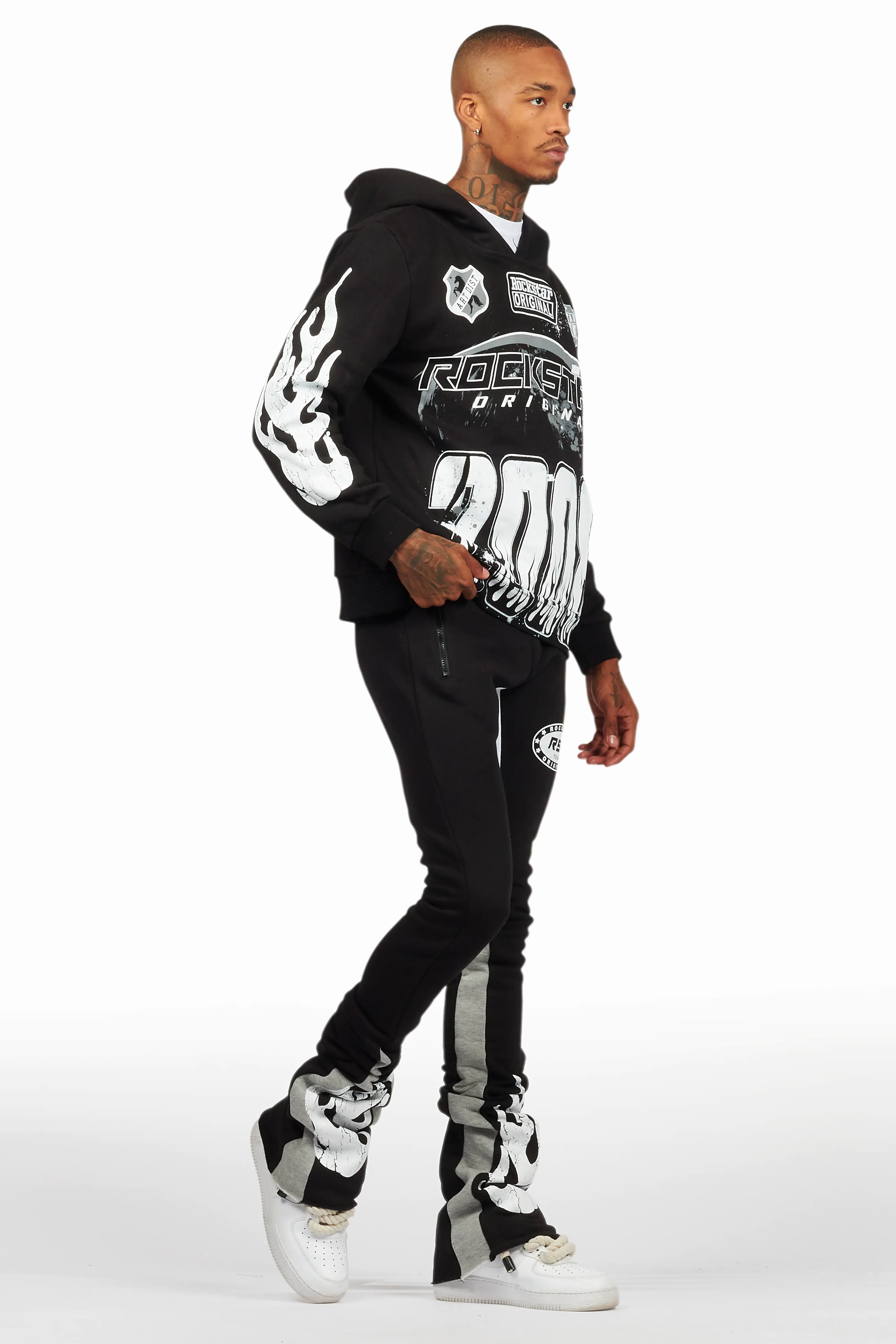 Amos Black Hoodie/Super Stacked Hoodie Track Set