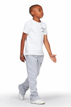 Boys Alpine Heather Grey Super Stacked Trackpant