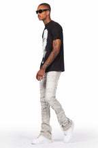 Ponce Black T-Shirt & Shake Grey Stacked Flare Jean Bundle