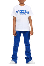 Boys Sana White/Royal T-Shirt/Dag Stacked Flare Jean Set