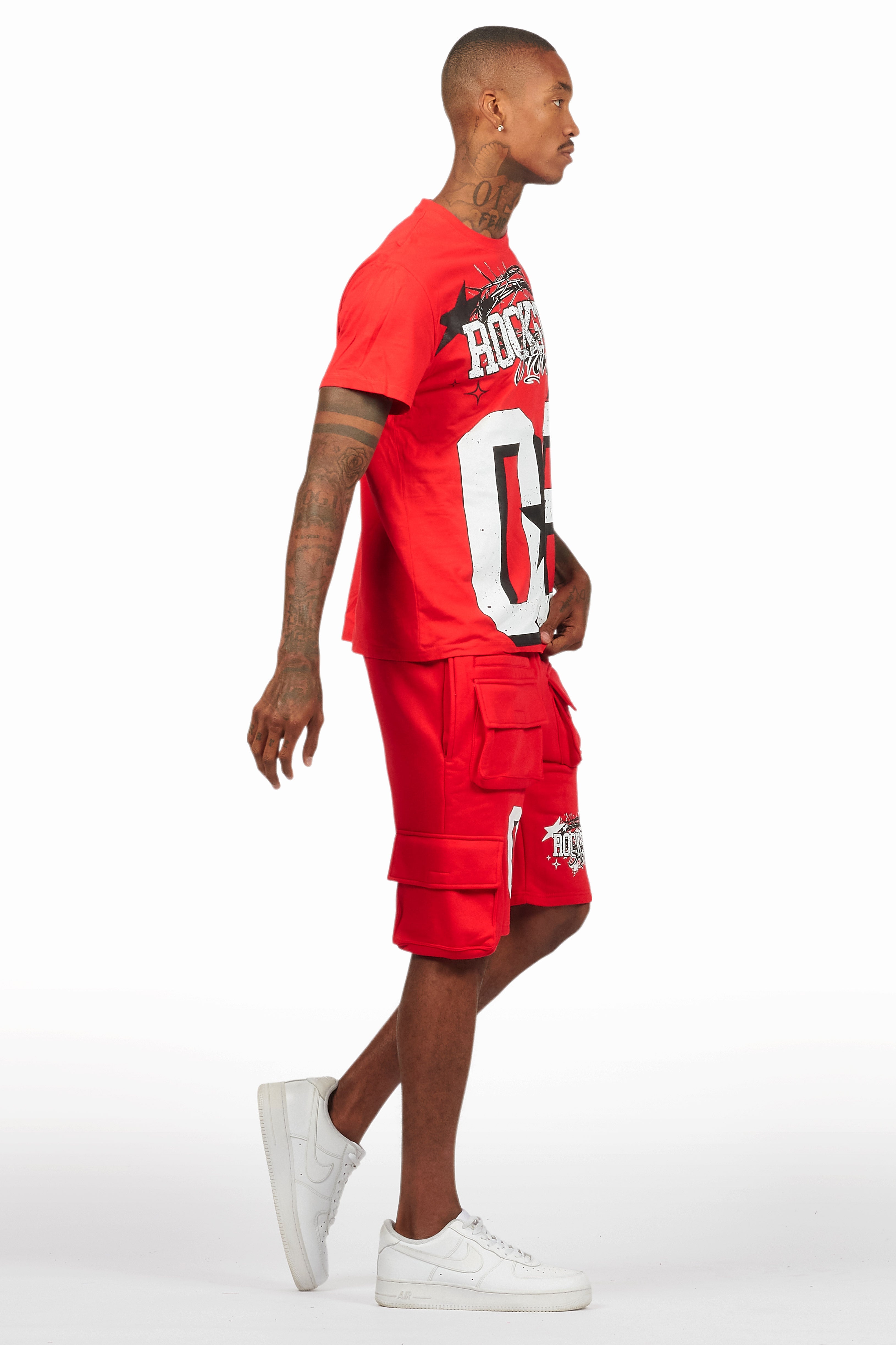 AllStar Red/White T-Shirt Cargo Short Set