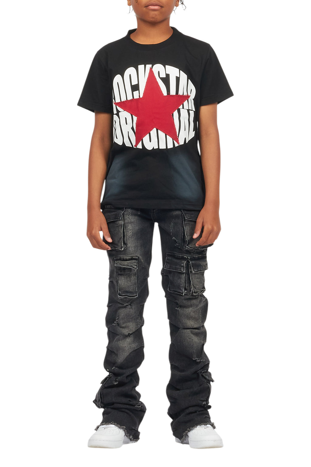 Boys Ezra Vintage Black Graphic T-Shirt