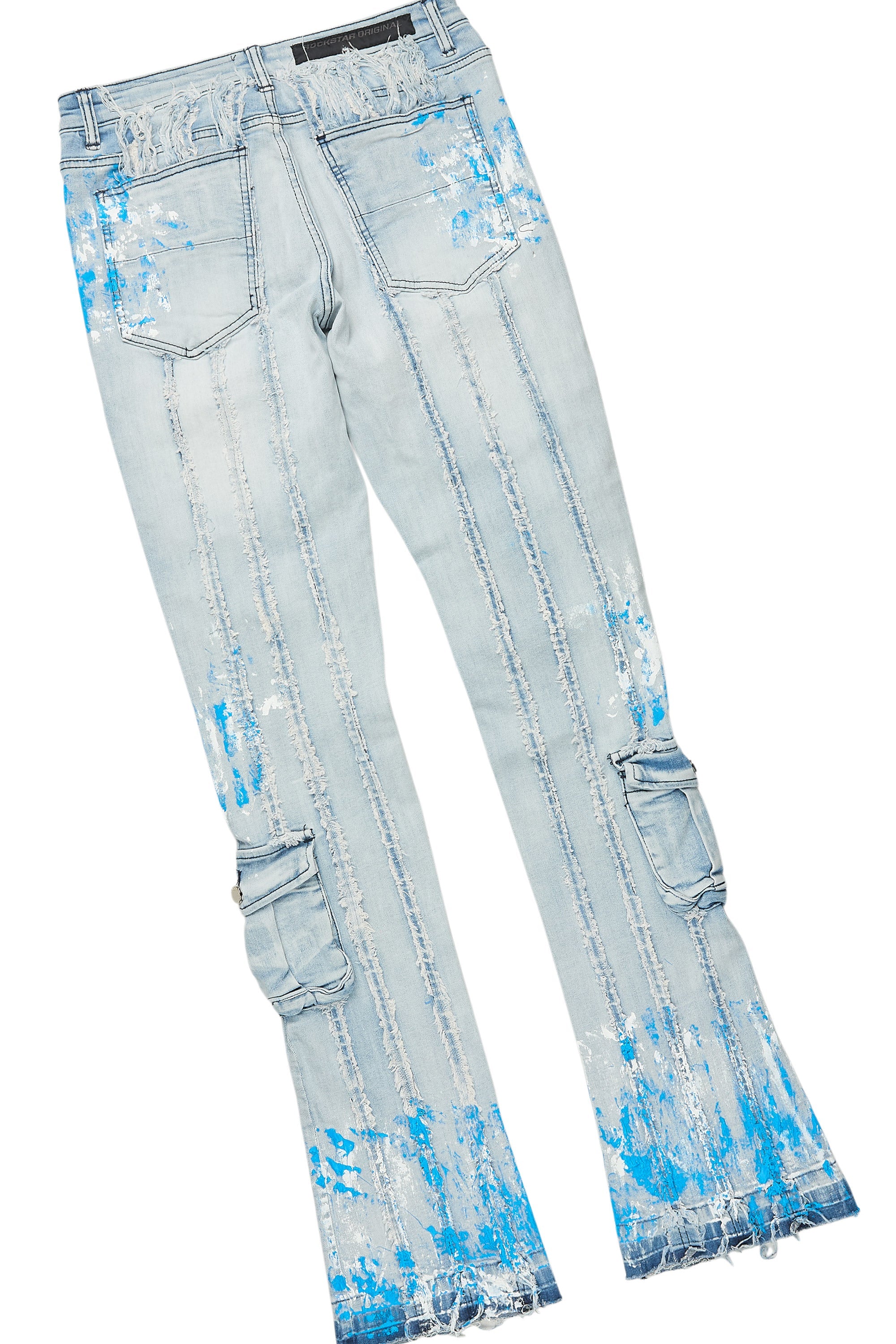 Quentin White/Blue T-Shirt/Stacked Flare Jean Set