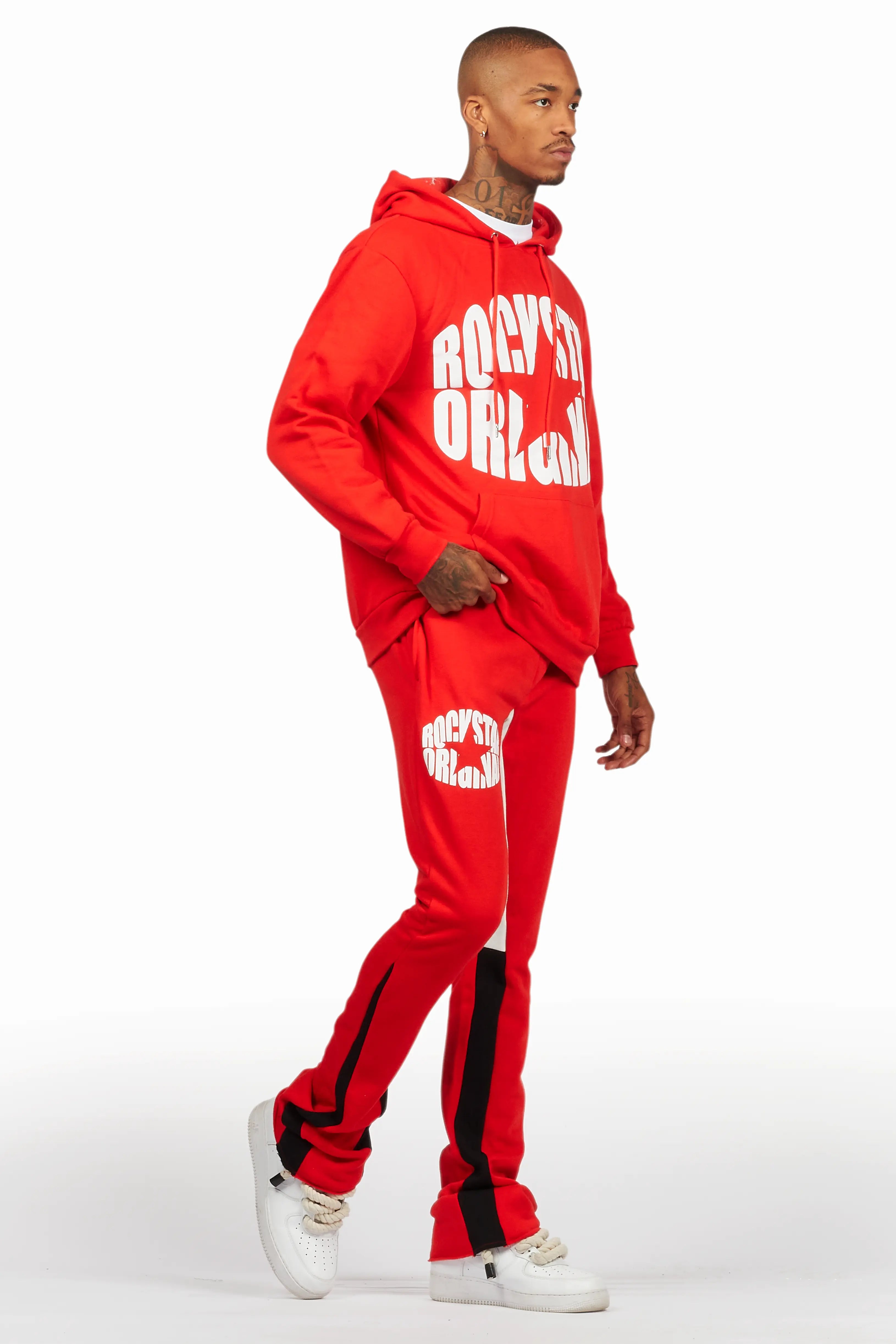 States Red Hoodie Stacked Flare Track Set