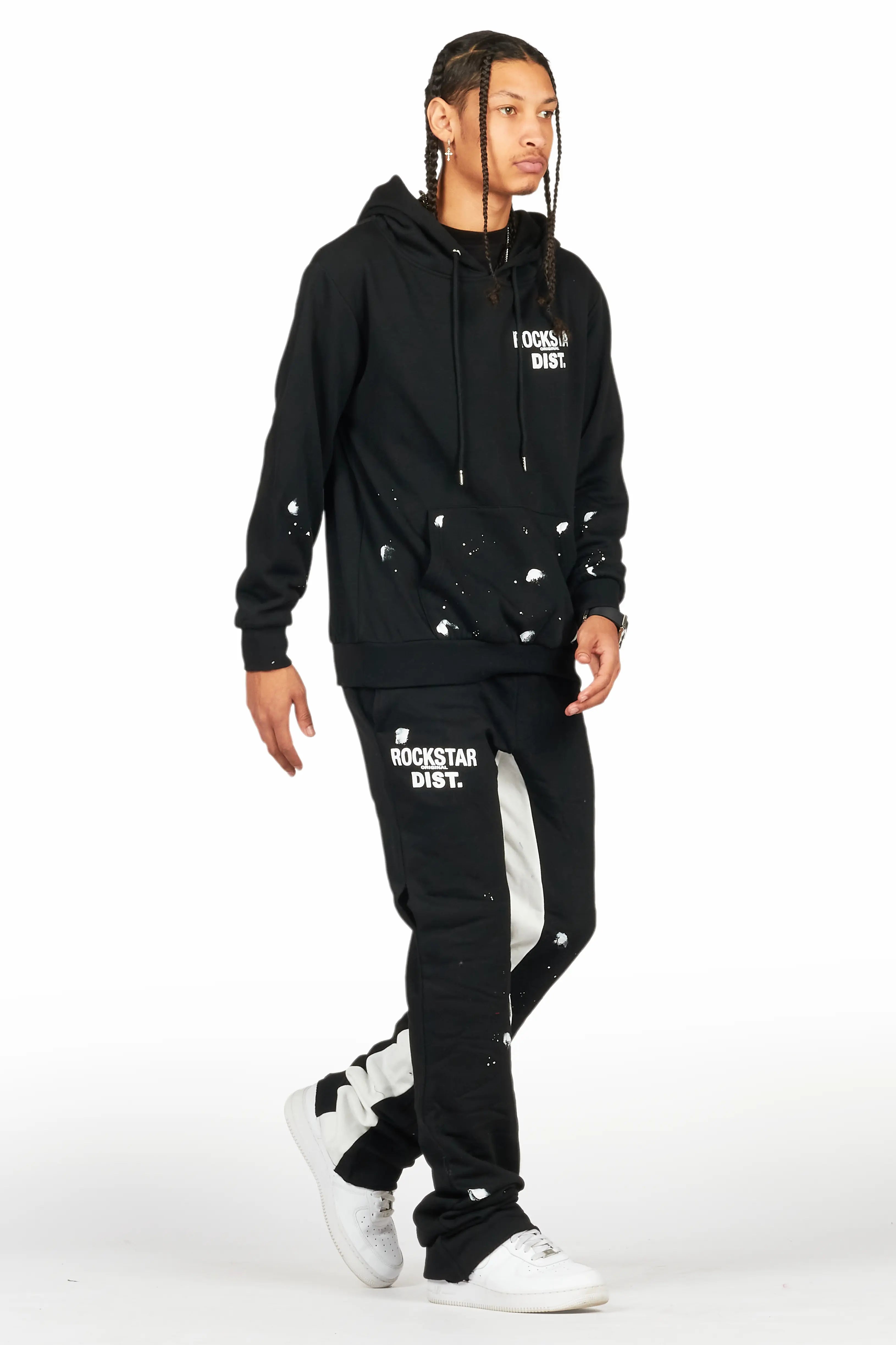 Raffer Black/White Hoodie Baggy Fit Pant Track Set