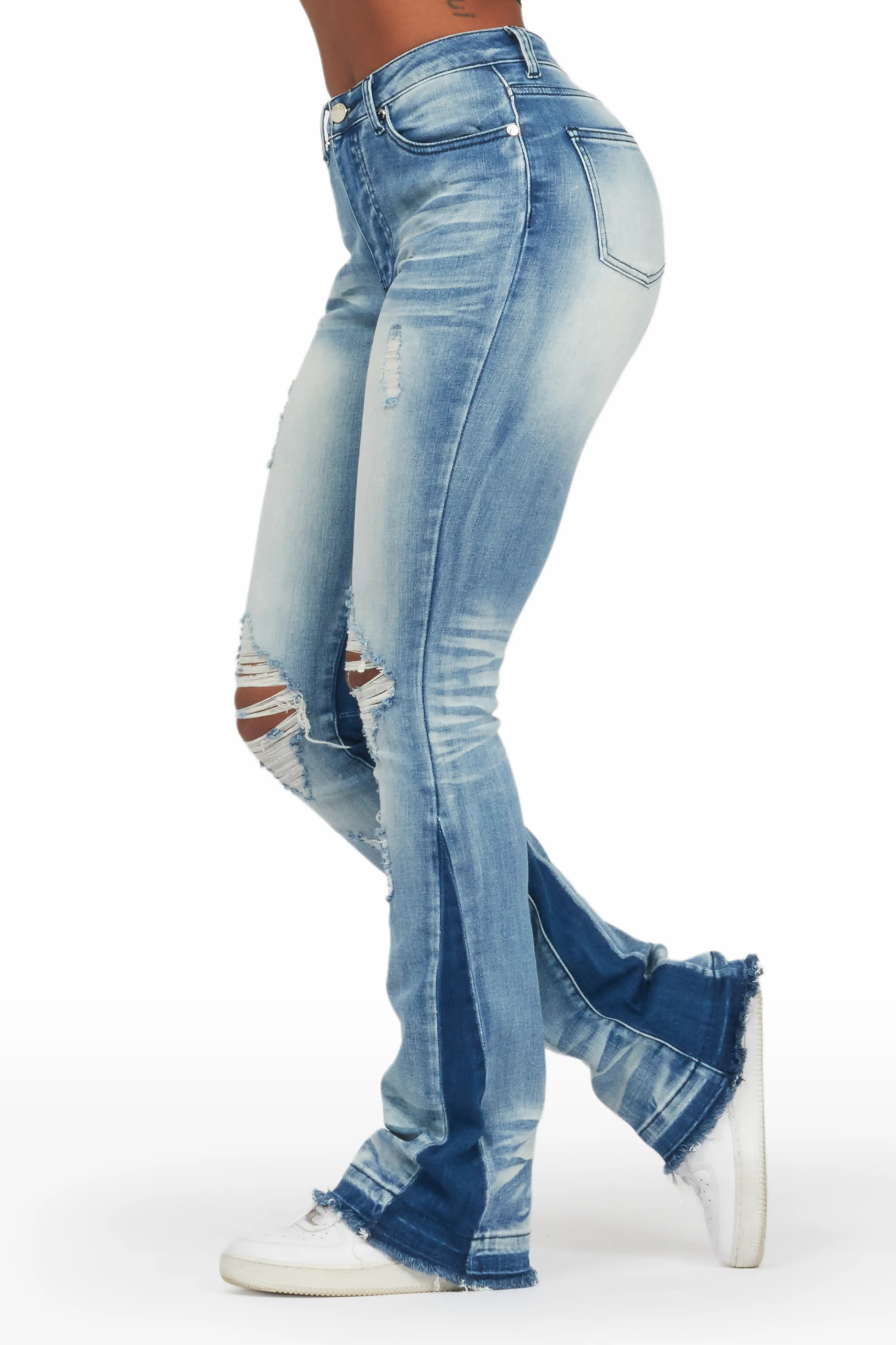 Jazminn Light Wash Stacked Flare Jean