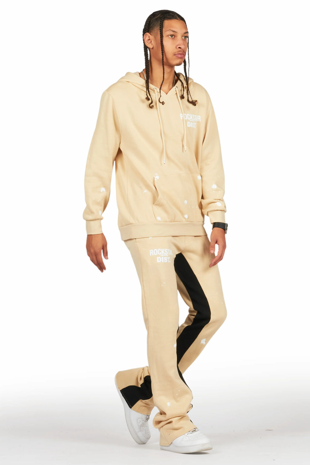 Raffer Beige Hoodie Baggy Fit Pant Track Set
