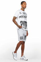 Amos White/Grey Graphic T-Shirt Short Set