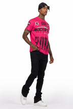 Amos Fuchsia Graphic T-Shirt & Dag Black Jean Bundle