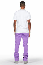 Damone Purple Super Stacked Flare Track Pant