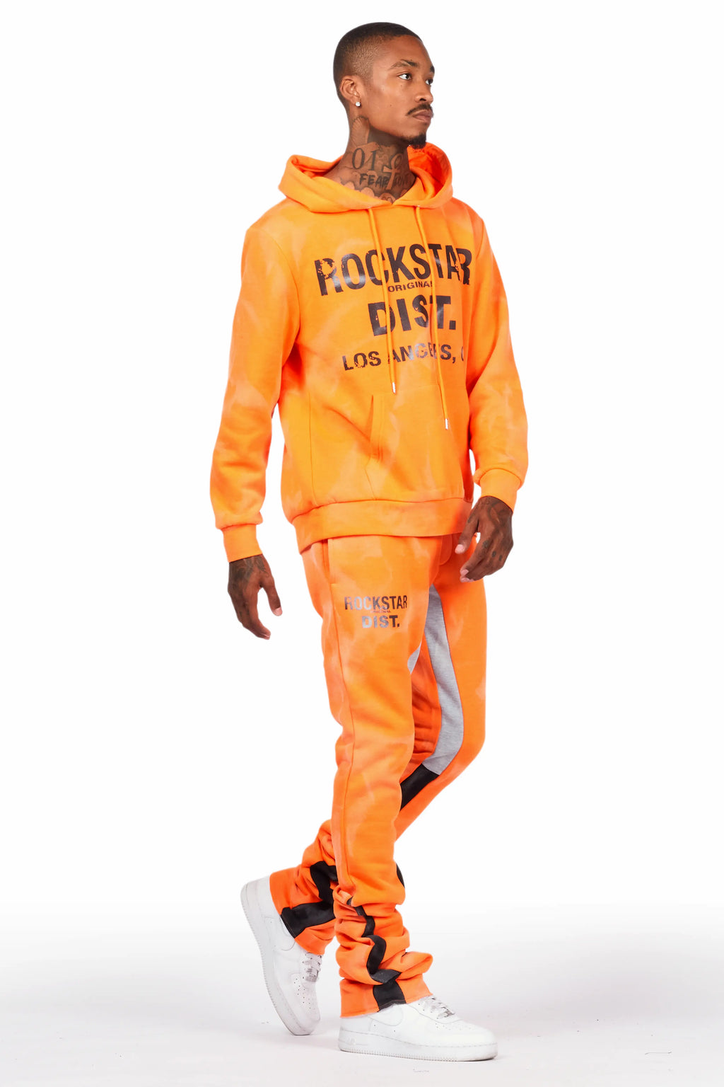 Nelly Orange Hoodie/Super Stacked Flare Pant Set