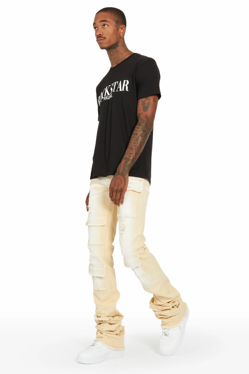 Grant Beige Super Stacked Flare Jean