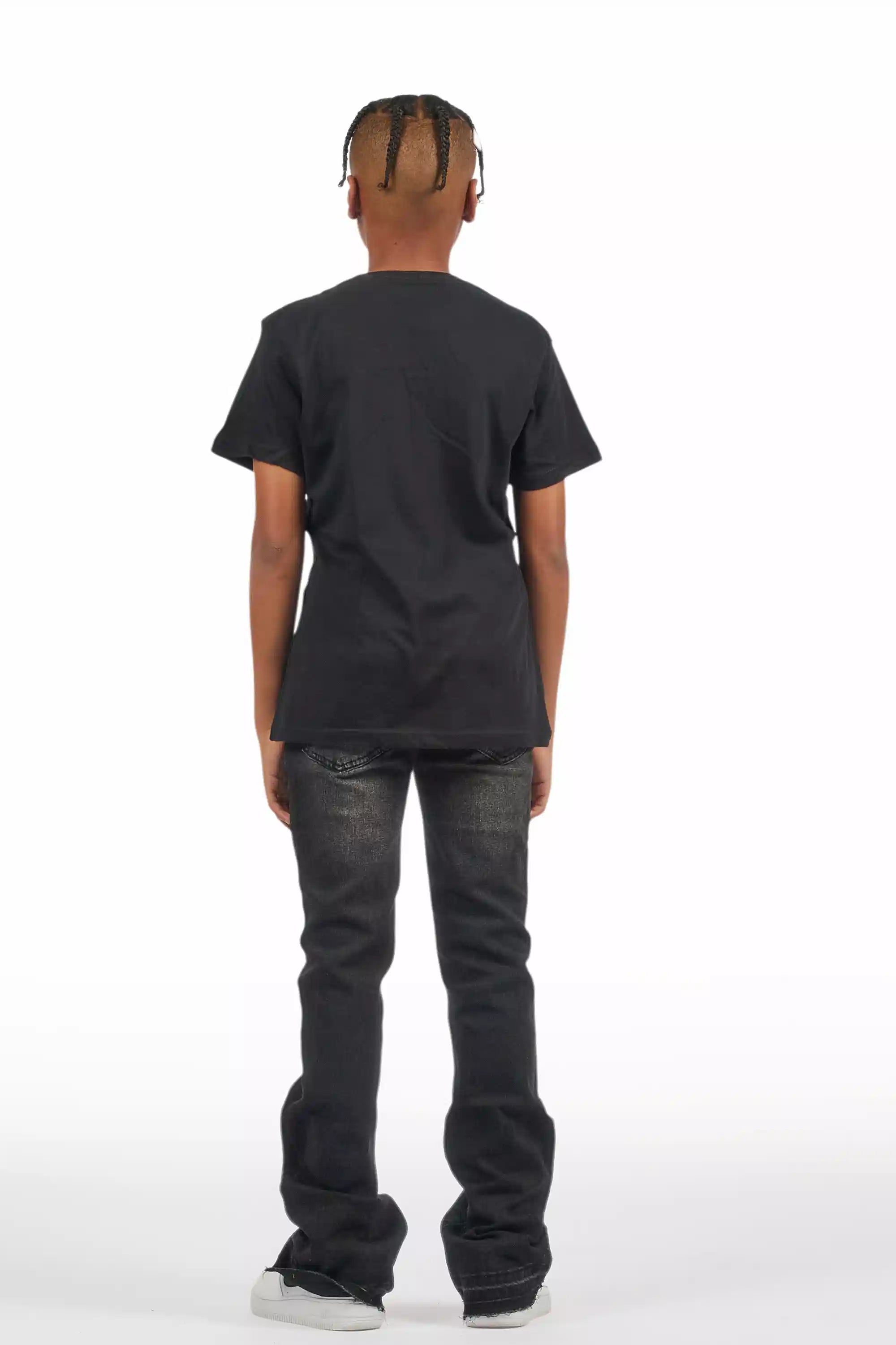 Boys Dag Black Wash Stacked Flare Jean