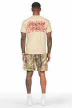 Ceri Olive Graphic Short