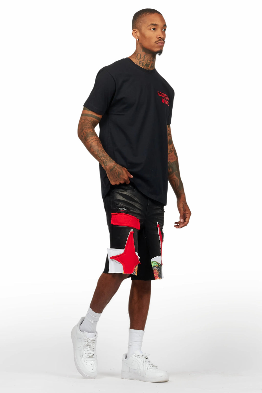 Brett Black T-Shirt/Denim Short Set