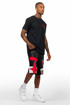 Brett Black T-Shirt/Denim Short Set