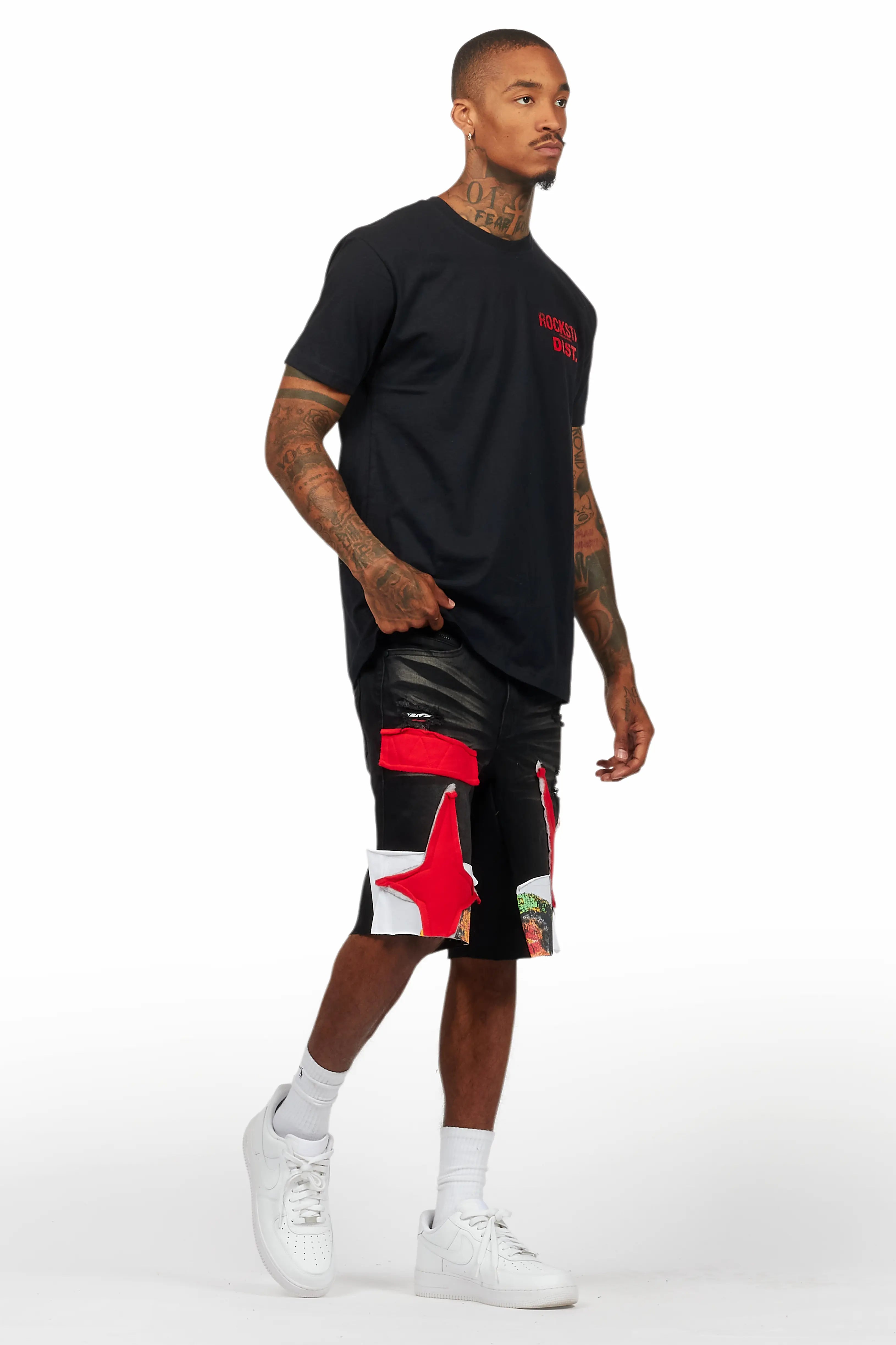 Brett Black T-Shirt/Denim Short Set