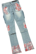 Sley White/Red T-Shirt/Stacked Flare Jean Set