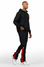 Briggs Black/Red Hoodie/Stacked Flare Track Set
