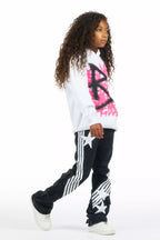 Girls Jaziya Black Stacked Jean