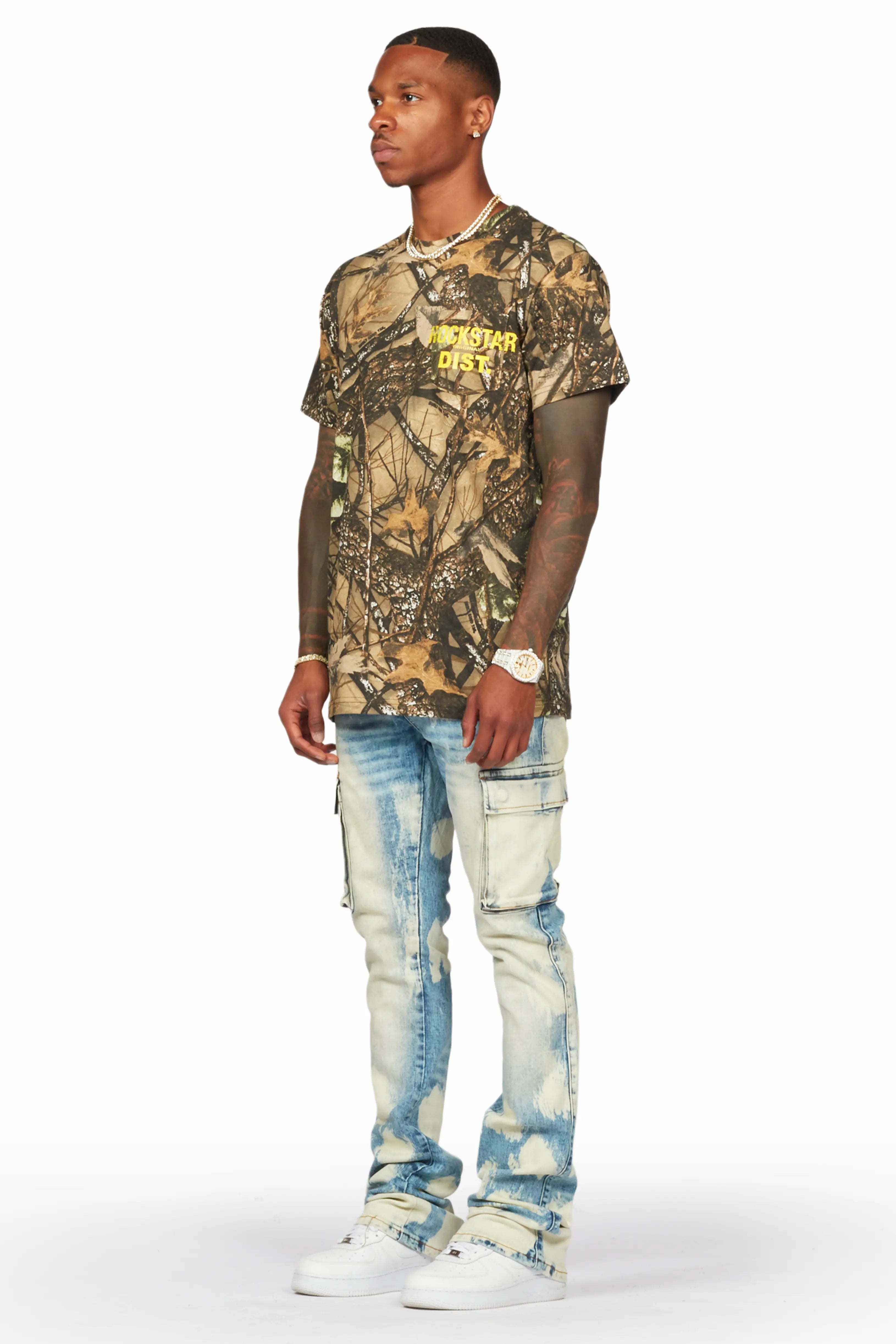 Edsel Light Blue Stacked Flare Cargo Jean